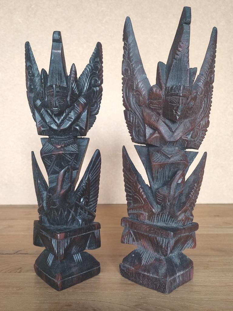 Garuda beelden sculpture vintage houtsnijwerk beeldje hout, Antiek en Kunst, Kunst | Niet-Westerse kunst, Ophalen of Verzenden