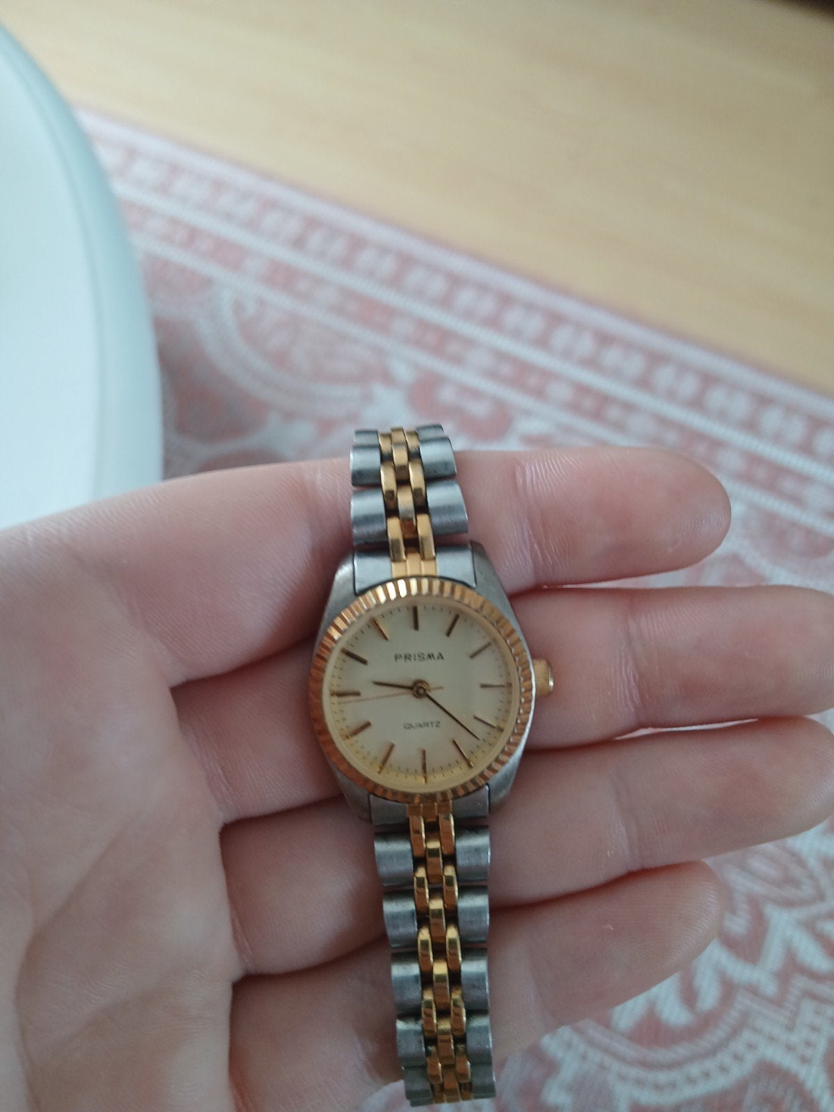 Prisma Quartz Horloge Dames - Tweekleurig, Ophalen, Gebruikt, Zilver, Staal