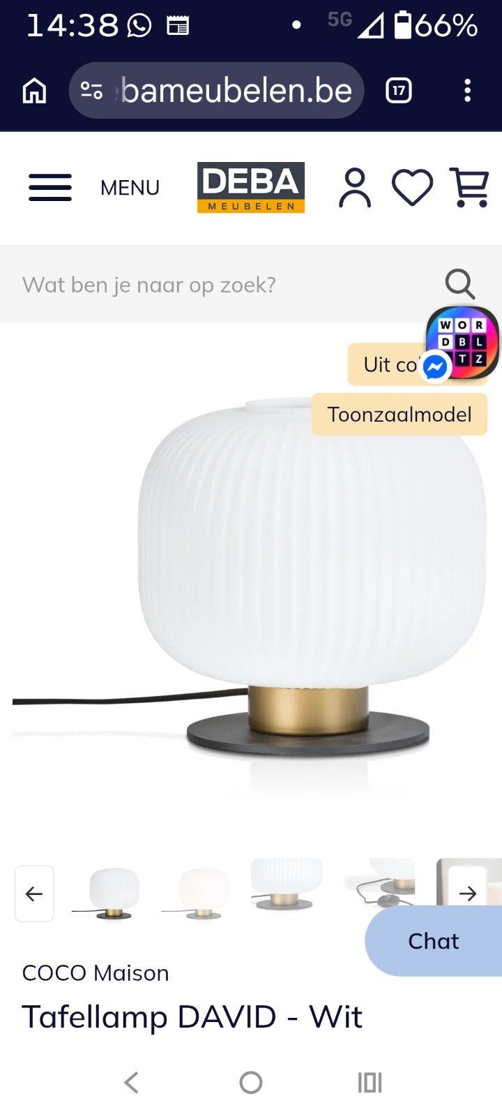 Tafellamp DAVID - Wit (COCO Maison), Dimbaar, Overige merken, Nieuw, Wit