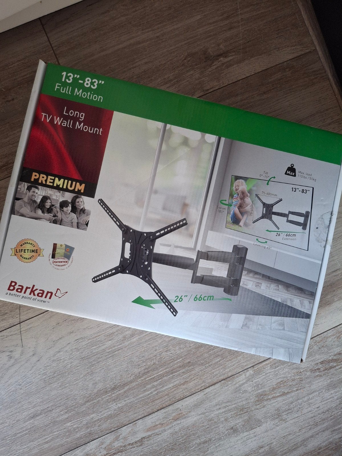 Barkan TV Muurbeugel 13"-83" Full Motion, Ophalen, Nieuw