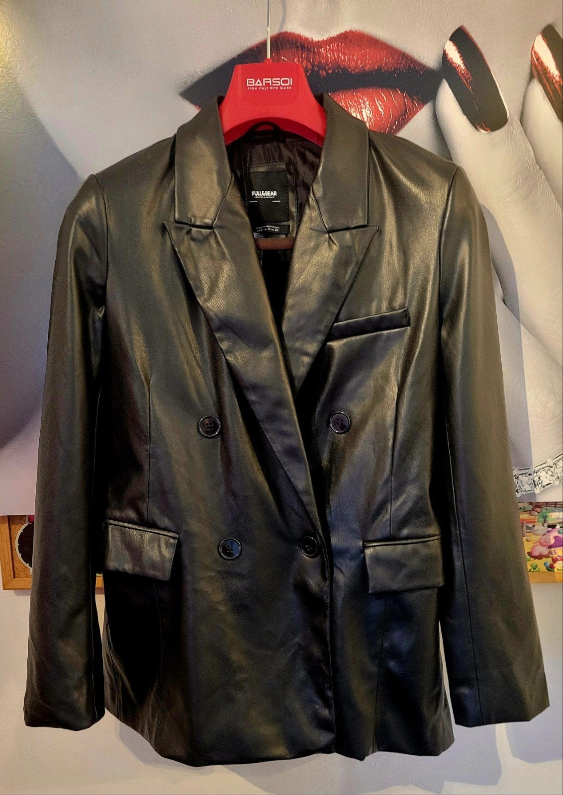 Pull&Bear Zwart Leren Blazer Maat S, Maat 38/40 (M), Pull&Bear, Zwart, Nieuw