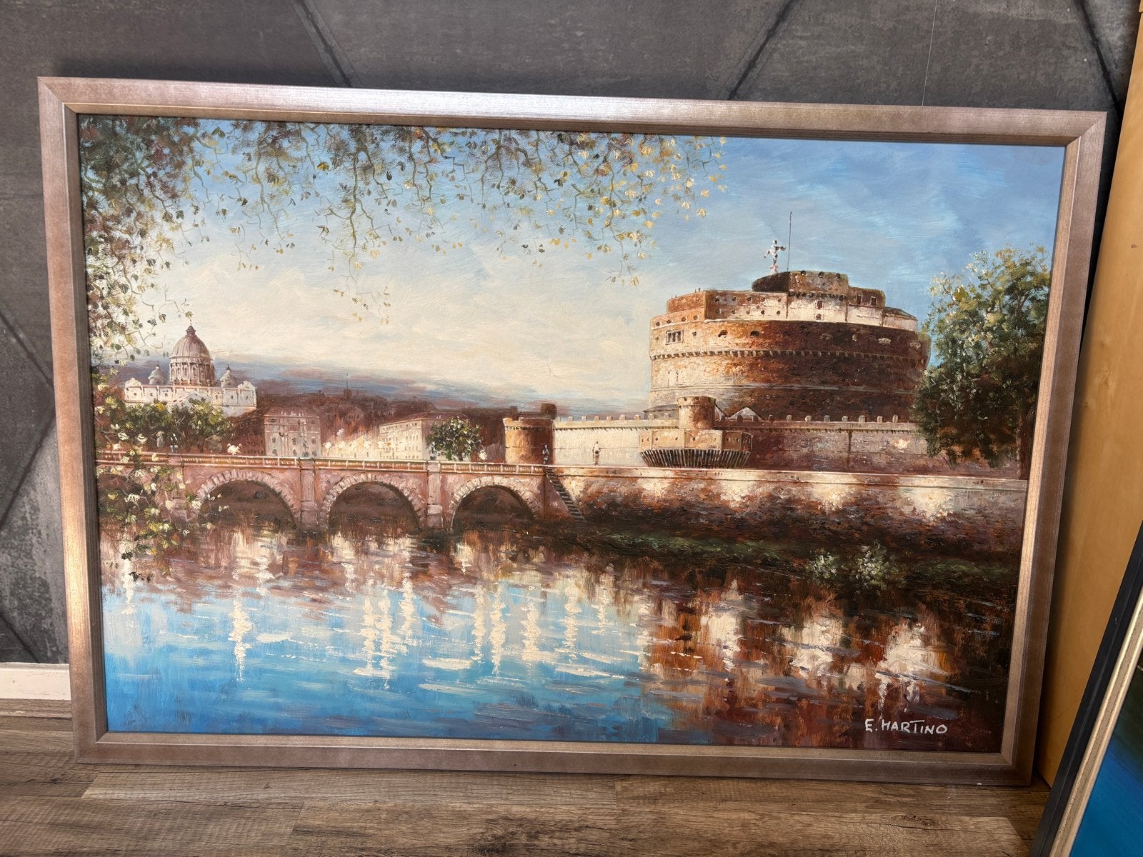 Schilderij E. Martino - Engelenburcht Rome, Ophalen, Doek, Realistisch, Gesigneerd