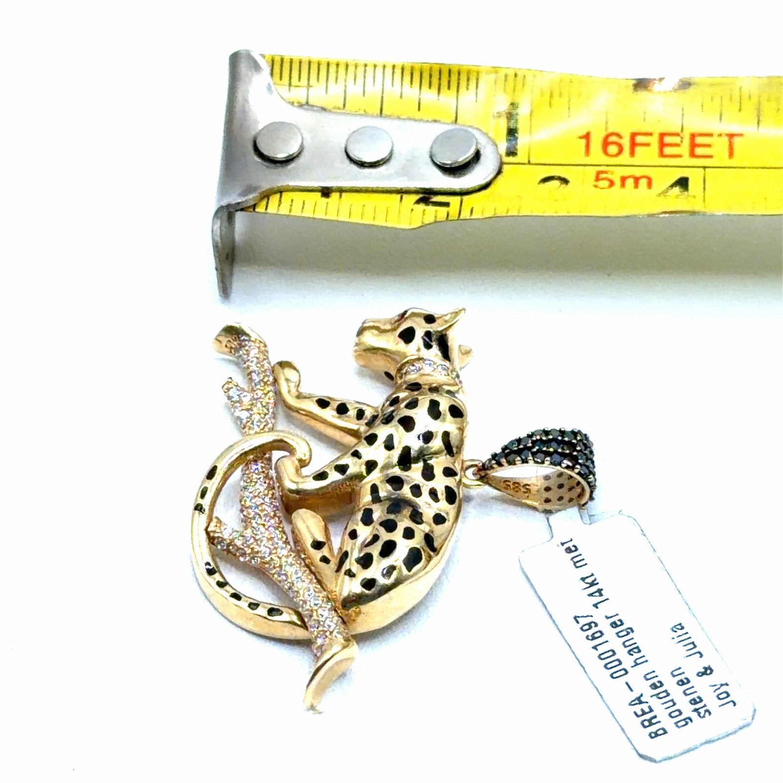 Gouden Panter Hanger 14K met Stenen, W, Nieuw, Ophalen of Verzenden, W