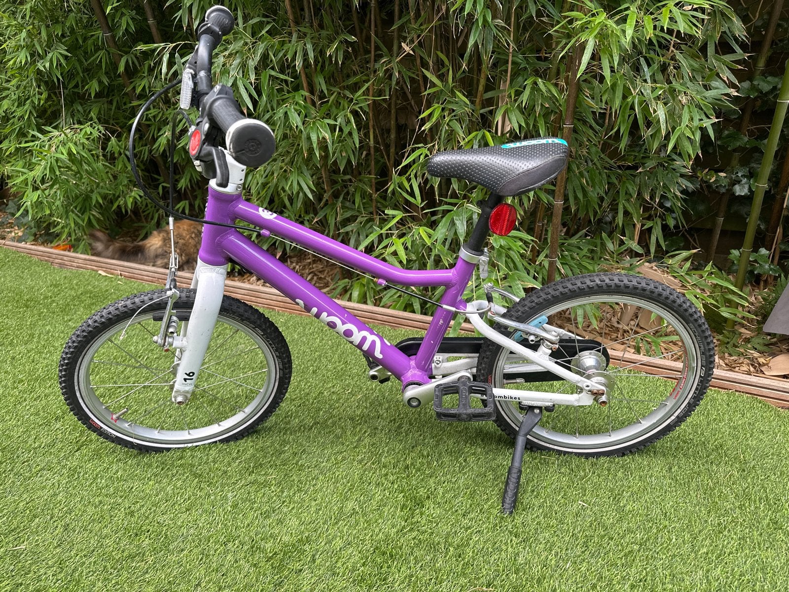 Woom 3 kinderfiets - paars - 16 inch, Fietsen en Brommers, Fietsen | Kinderfietsjes, Ophalen of Verzenden, Gebruikt, Velgrem, 16 tot 20 inch