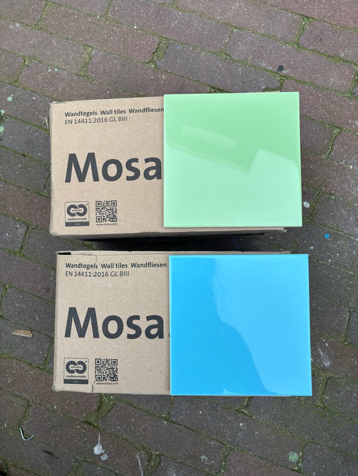 Mosa wandtegels - Groen en Blauw (Nieuw), Ophalen, Nieuw, Minder dan 20 cm, Wandtegels
