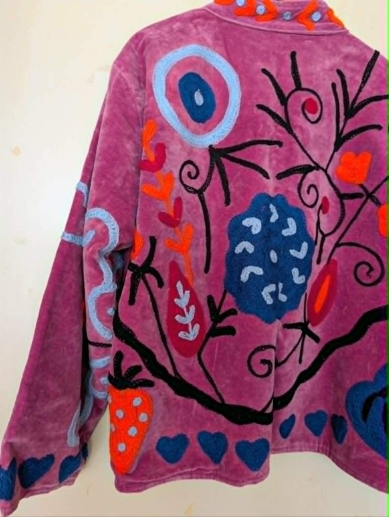Suzani Fluwelen Jasje Magenta maat L (42), Meerkleurig, Maat 42/44 (L), Nieuw, Ophalen of Verzenden