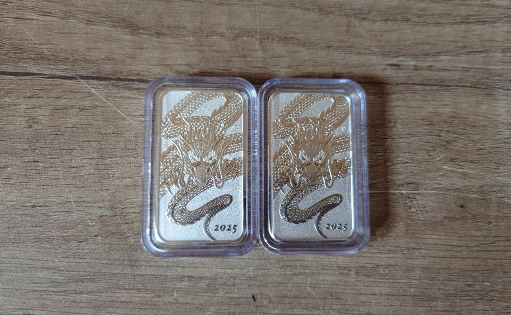2x1 oz Perth Mint Rectangular Dragon 2025, Verzenden, Zilver