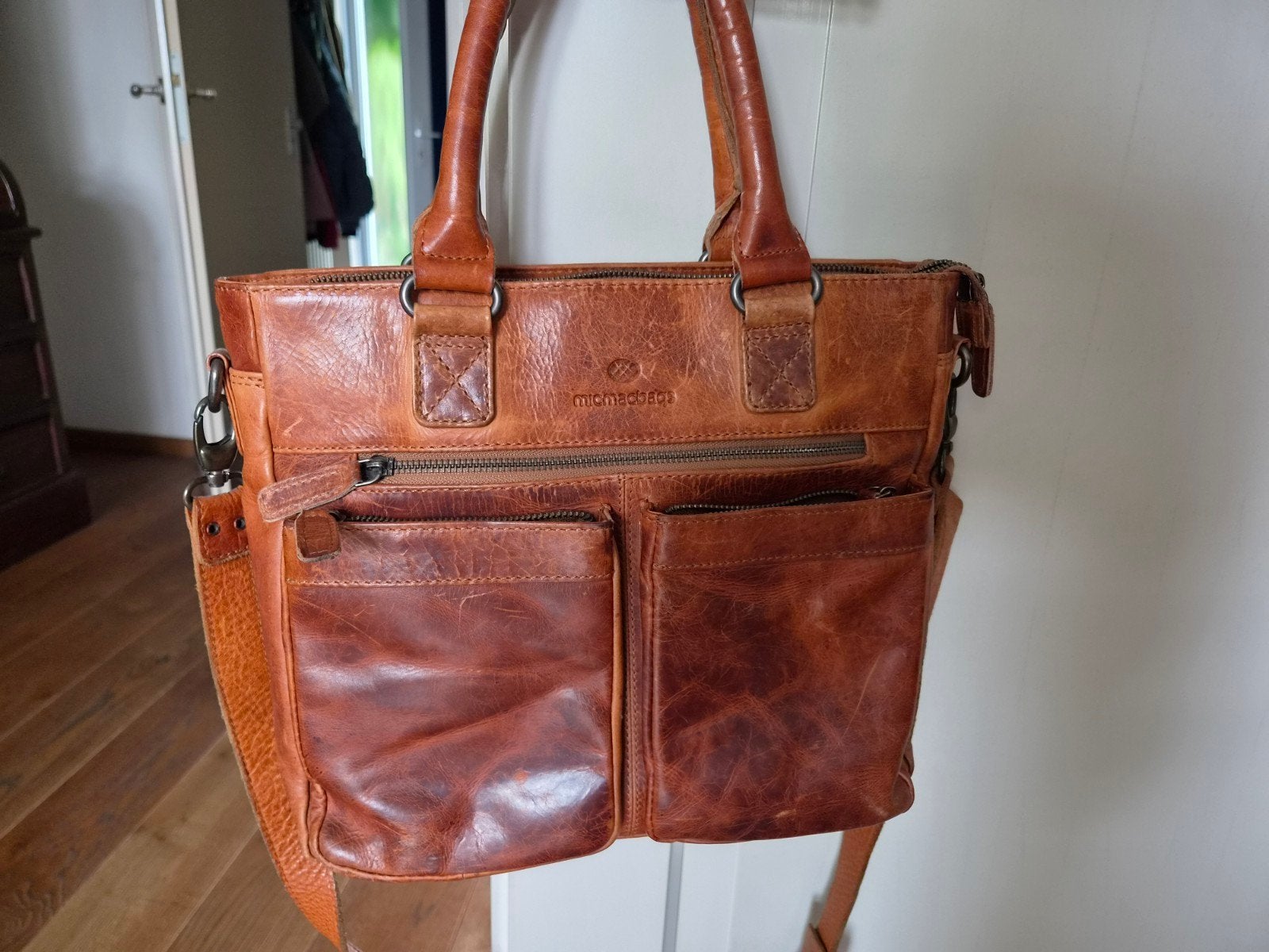 leren tas micmacbags, 30 cm of meer, Bruin, Minder dan 35 cm, Ophalen of Verzenden