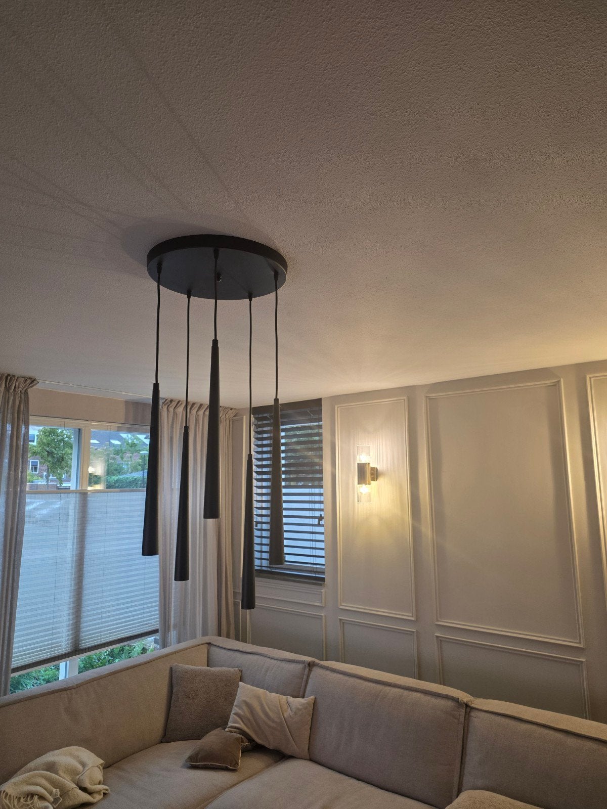 Moderne Japandi Hotelchique Hanglamp - Zwart Metaal, Ophalen of Verzenden