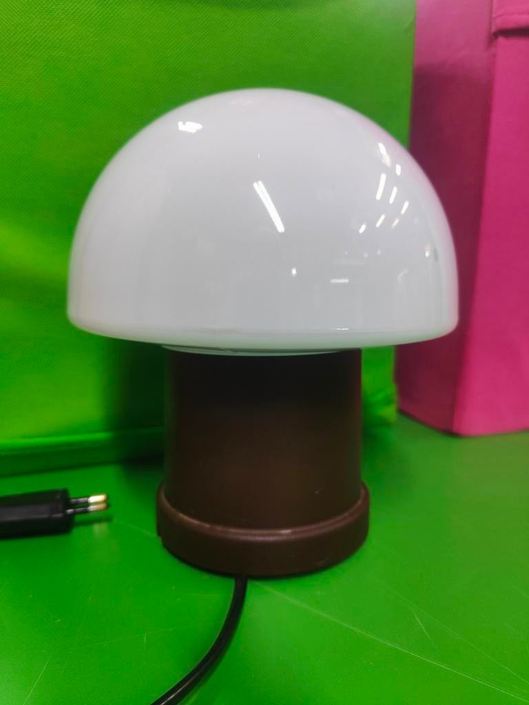 Vintage Paddestoel Lamp - Melkglas op voet, Antiek en Kunst, Ophalen of Verzenden