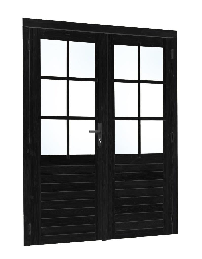 Dubbele glasdeur 6-ruits zwart, Tuin en Terras, Tuinhuizen, Minder dan 250 cm, Tuinhuis, Nieuw, Ophalen of Verzenden