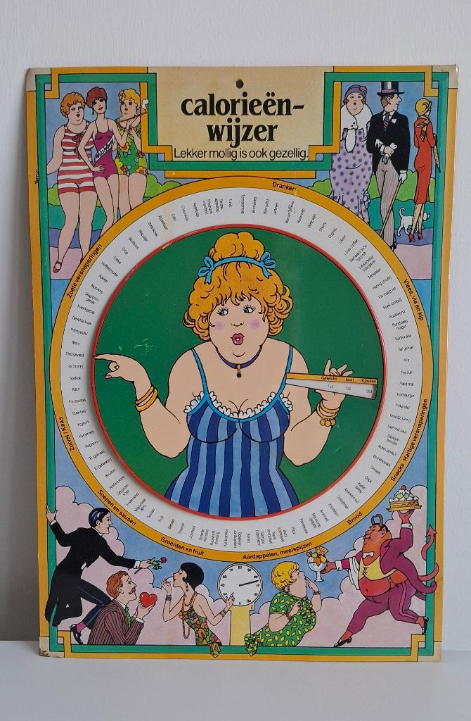 Vintage metalen caloriewijzer met draaischijf, Ophalen of Verzenden