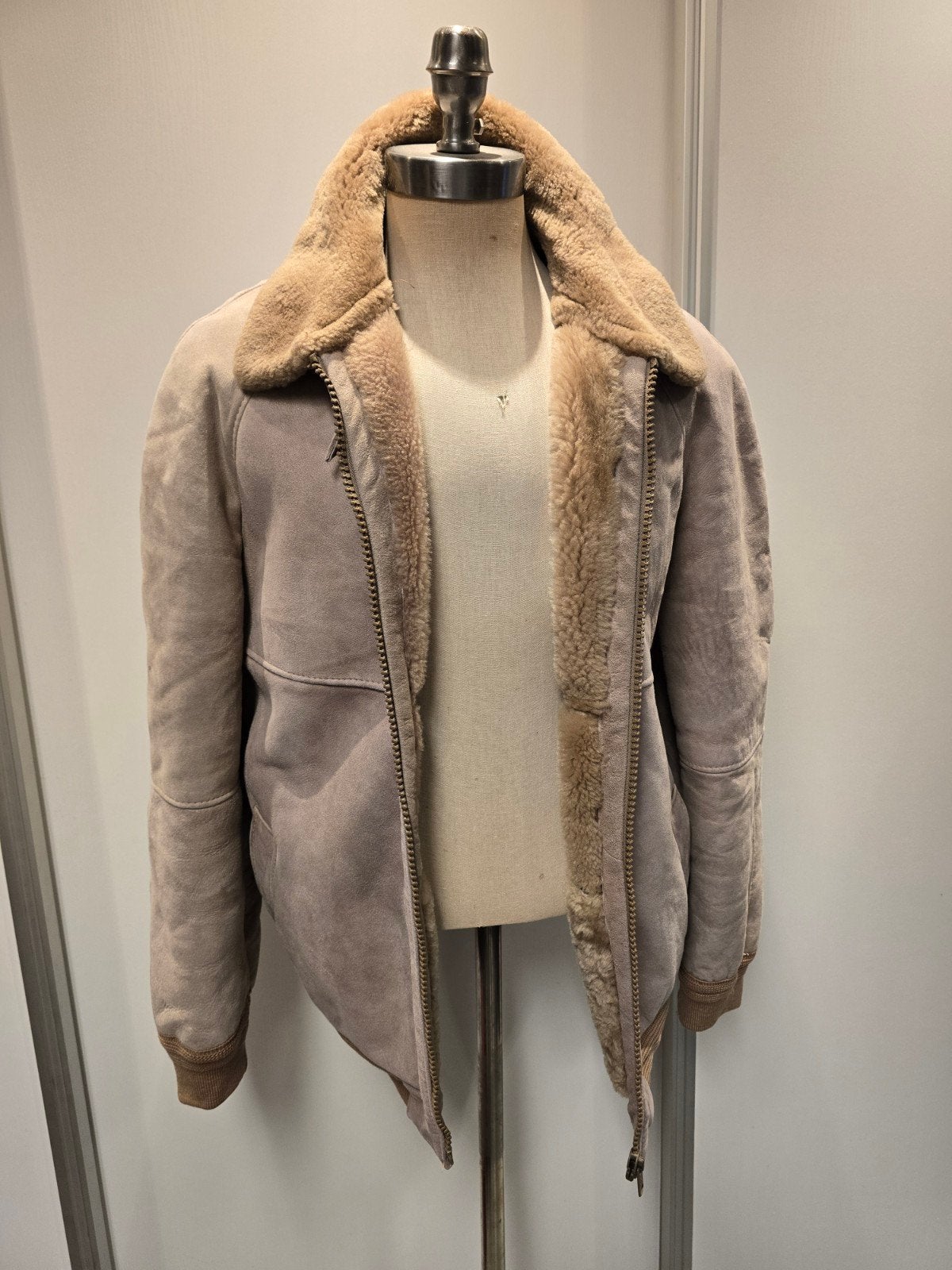 Stoere lammy coat bomber - maat 54 / L - lamsleer en vacht, Kleding | Heren, Ophalen of Verzenden, Gedragen, Maat 52/54 (L), Bruin