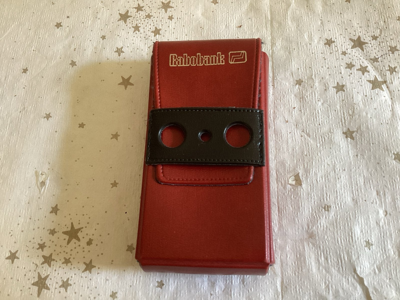 Handig rood etui voor kaartspellen - Rabobank logo, Hobby en Vrije tijd, Ophalen of Verzenden, Gebruikt