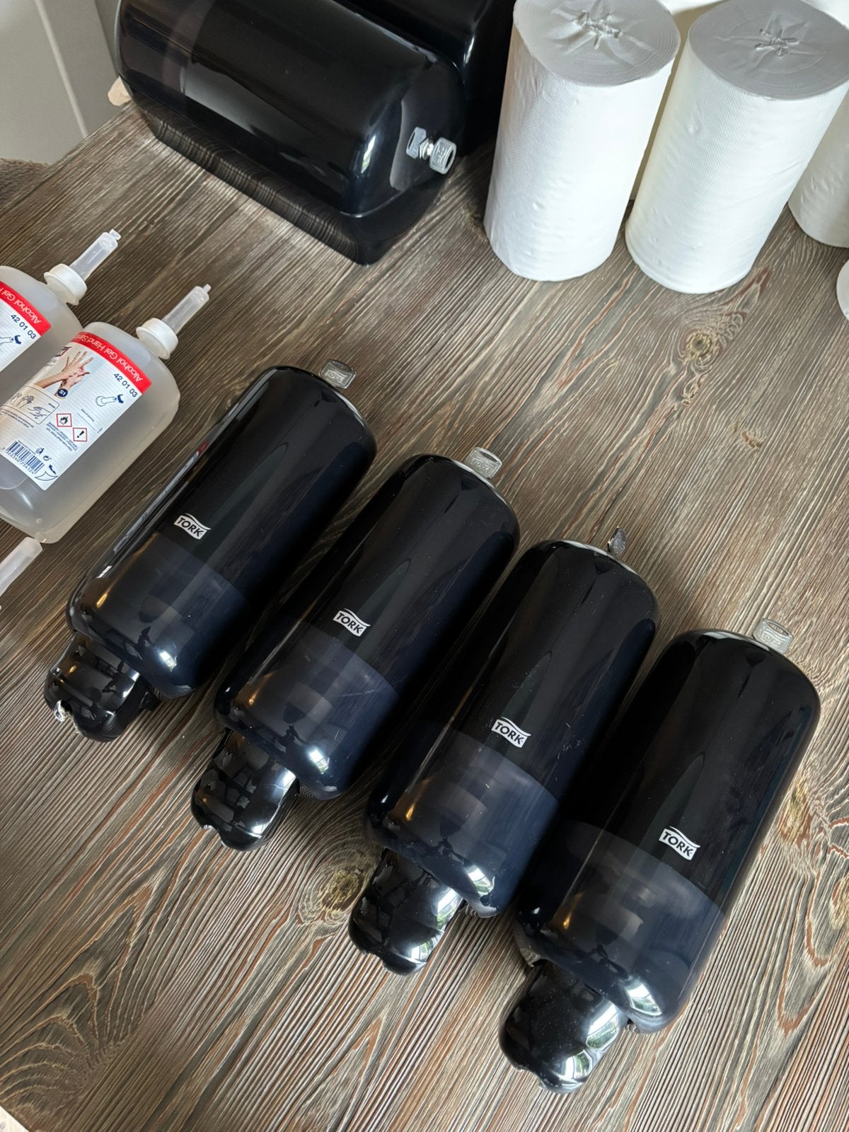 4 x Tork S1 handalcohol dispenser + handalcohol navul, Ophalen of Verzenden