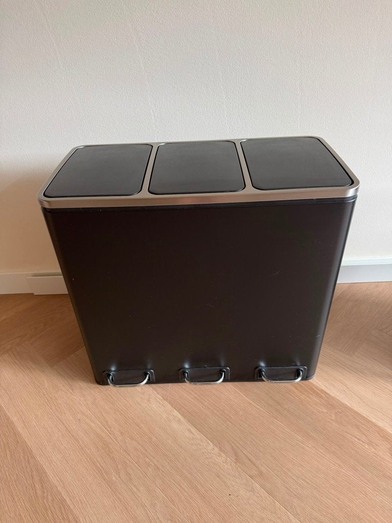 Brabantia 3-vaks prullenbak / afvalscheider – 3x18 liter, Ophalen, 50 – 75, Gebruikt, Met pedaal