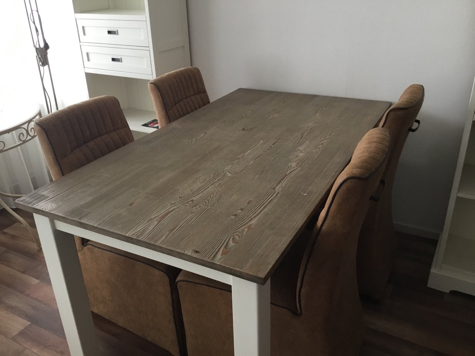 Eethoek met 4 stoelen 1.60 bij 90 cm breed, Ophalen of Verzenden