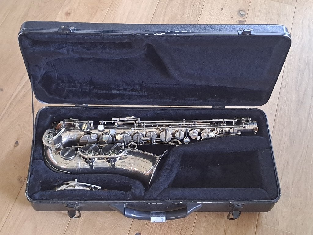 Schenkelaars altsaxofoon gereviseerd €250.-, Muziek en Instrumenten, Blaasinstrumenten | Saxofoons, Ophalen of Verzenden, Gebruikt