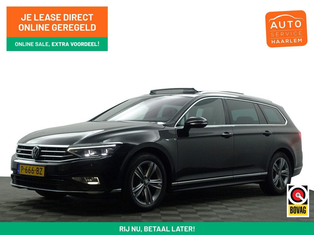 Volkswagen Passat Variant 1.5 TSI R-Line Business + Aut- Erg, 730 kg, 4 cilinders, Automatische klimaatregeling, Zwart
