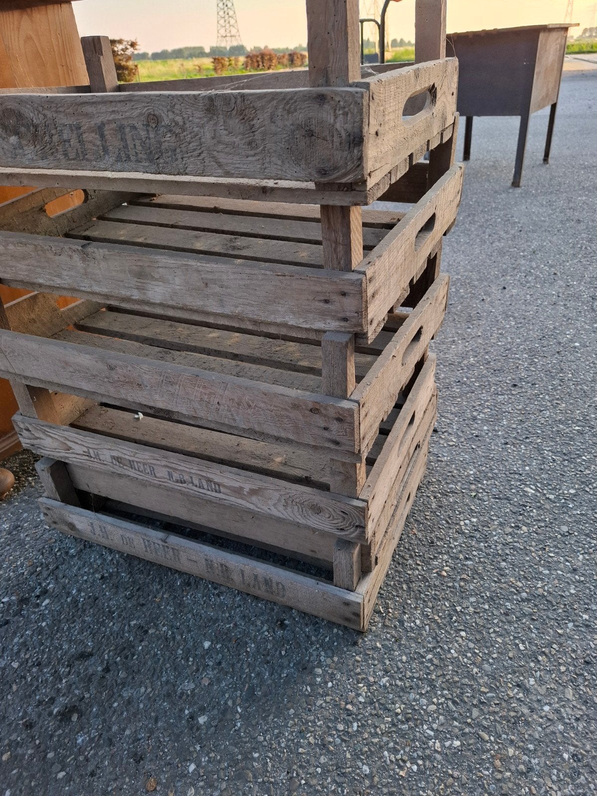 Vintage houten aardappelkisten - set van 6, Ophalen