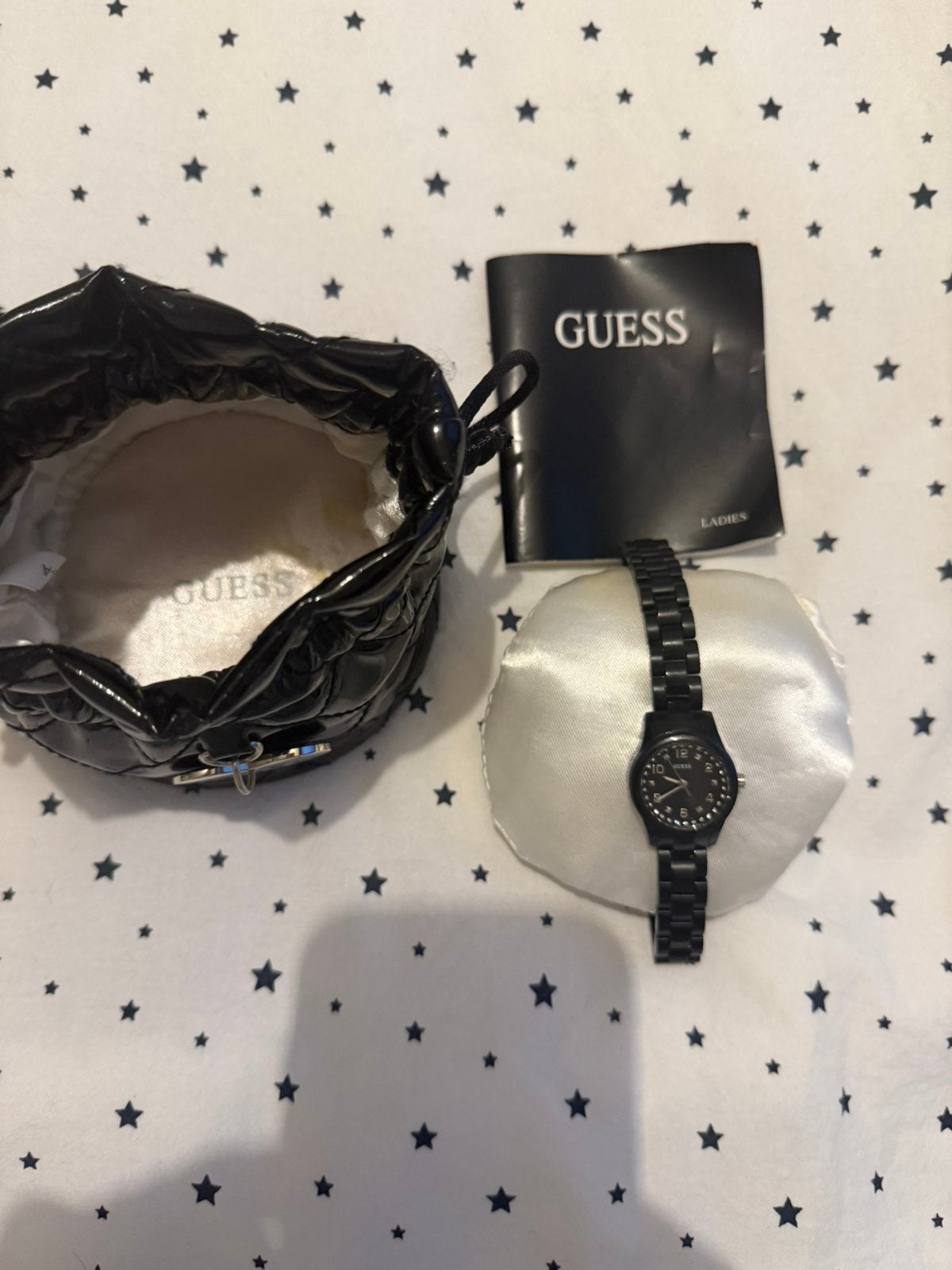 Guess horloge zwart met toebehoren, Staal, Guess, Polshorloge, Kunststof