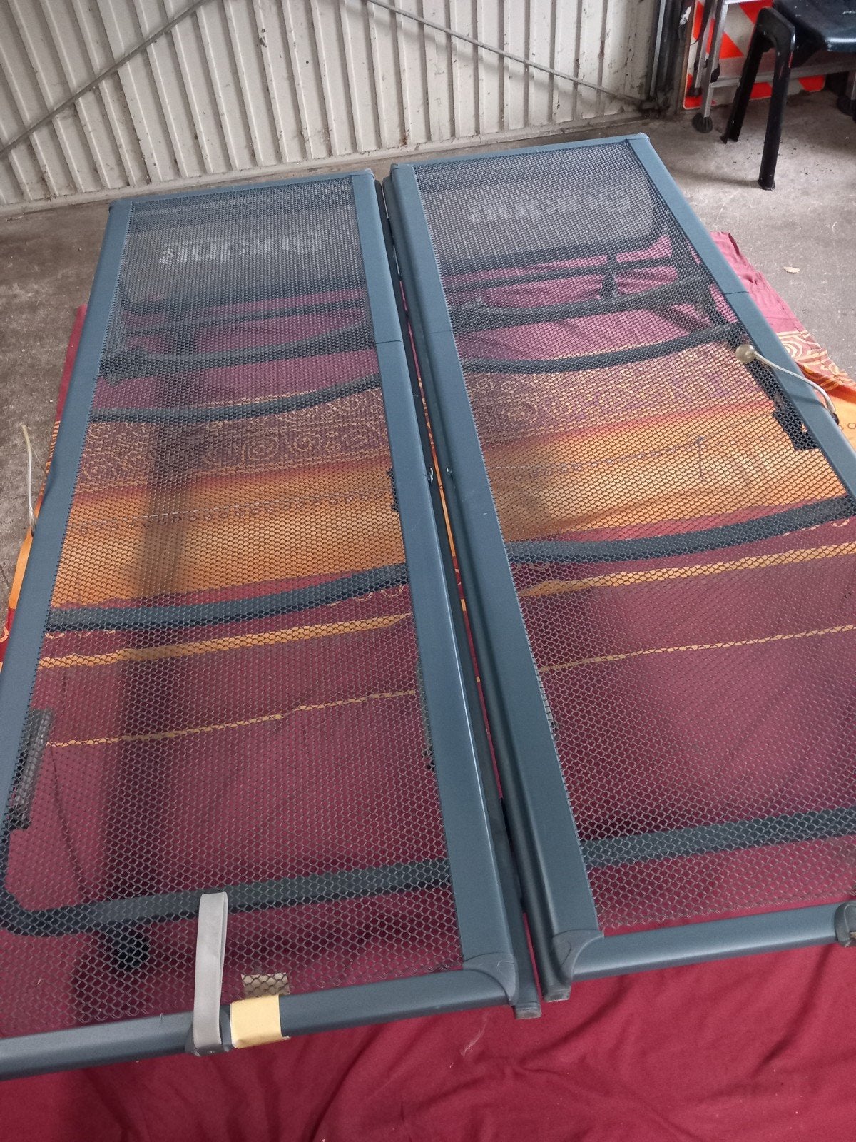 Auping bed 140 x 200 met blauw/grijze  automatische spiralen, Gebruikt, Wit, Tweepersoons, Hout