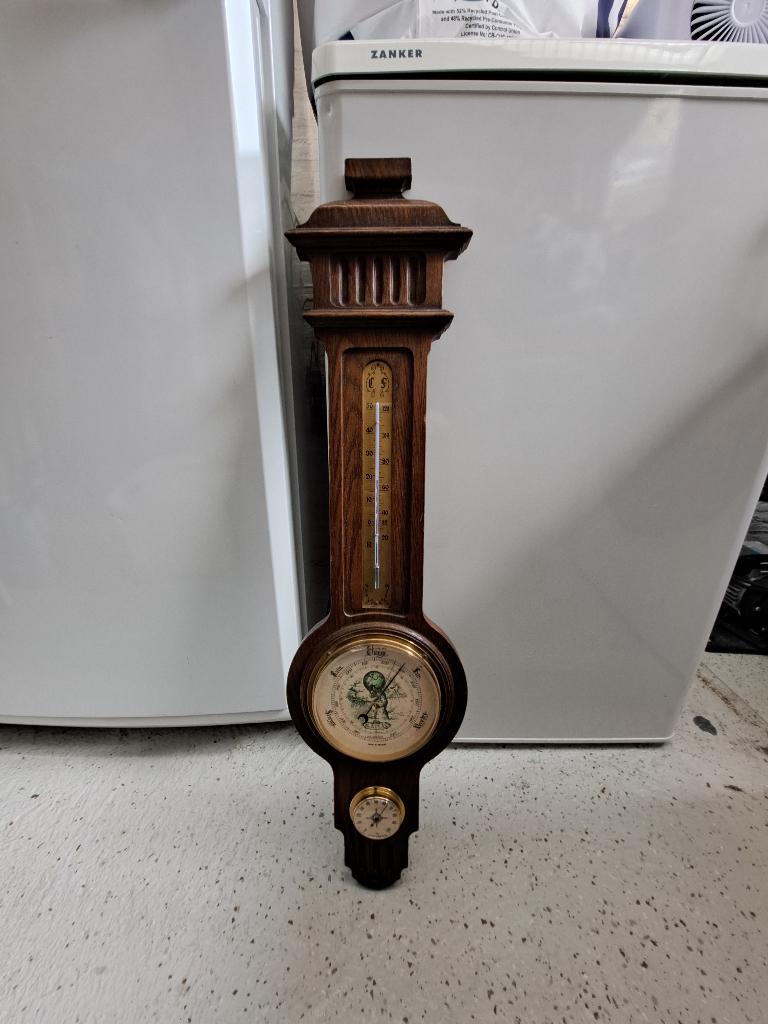 Antieke/vintage barometer/weerstation, Huis en Inrichting, Ophalen of Verzenden, Gebruikt, Binnenthermometer
