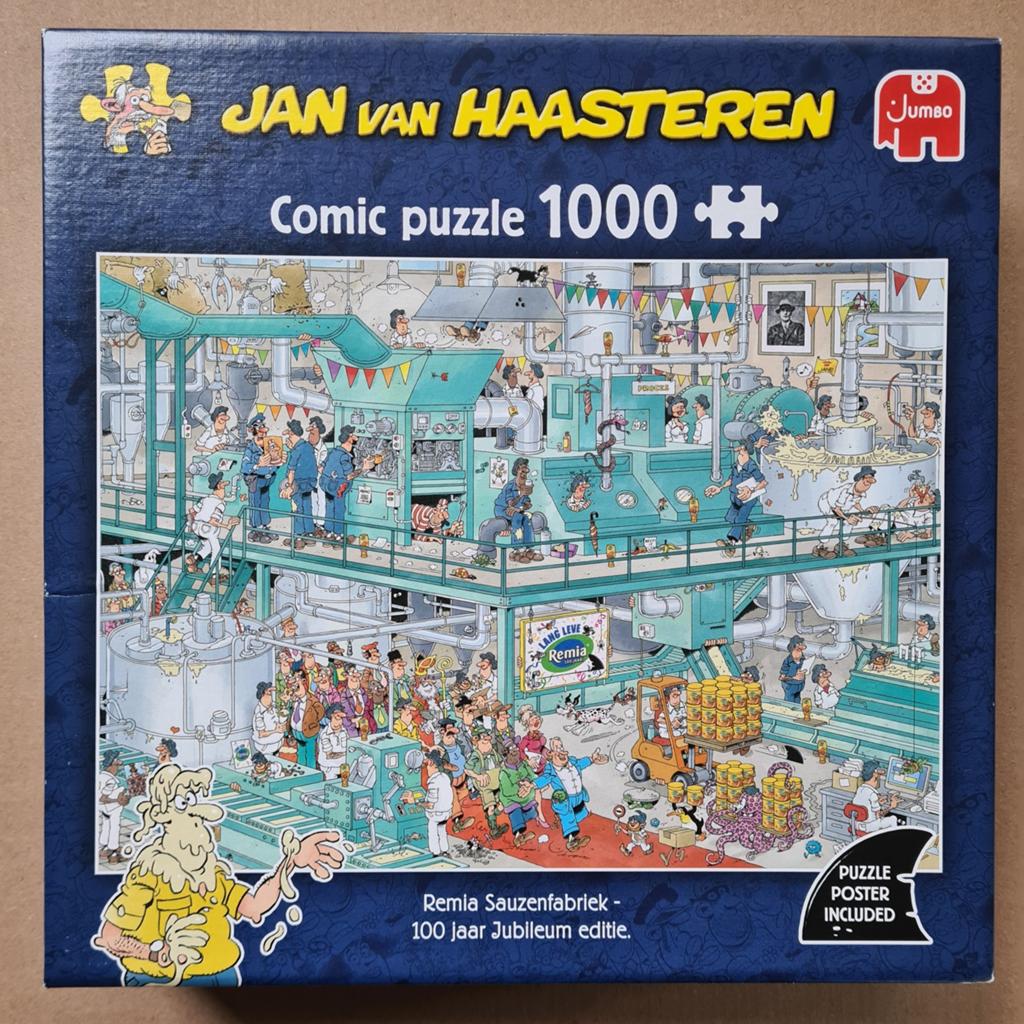 Jan van Haasteren puzzel: Remia Sauzenfabriek, Ophalen of Verzenden, 500 t/m 1500 stukjes, Zo goed als nieuw