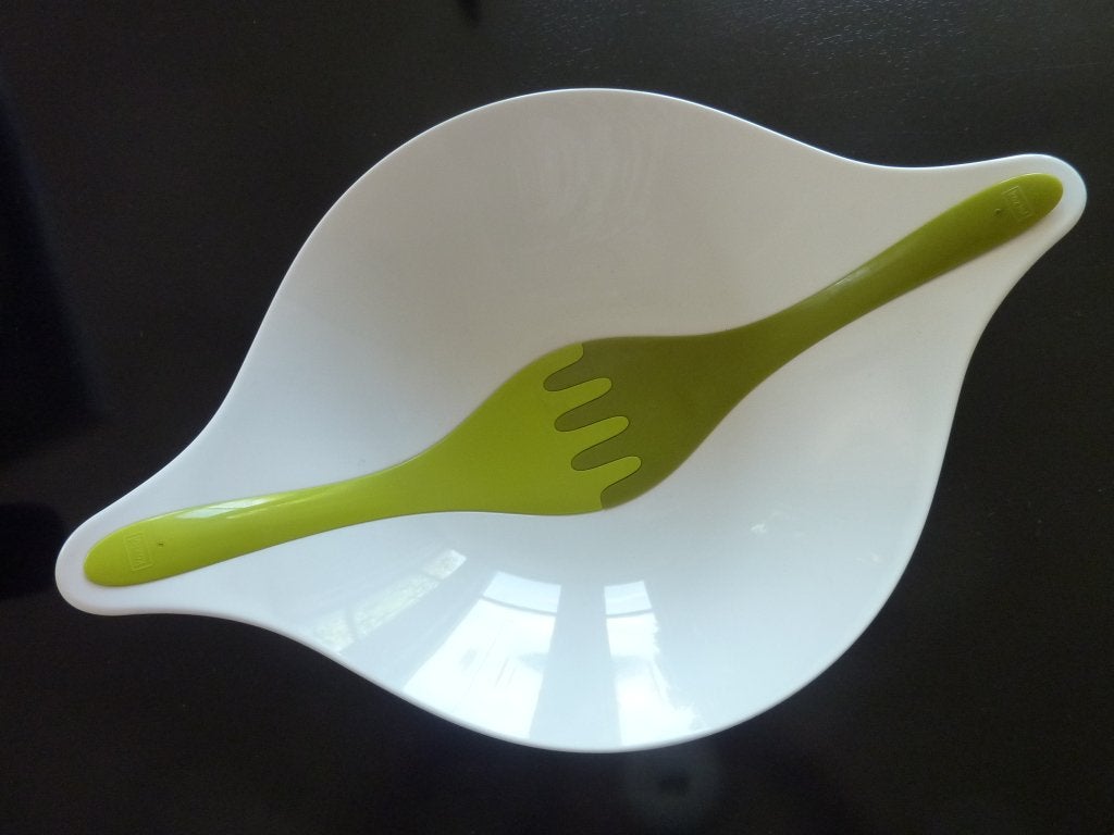 Saladeschaal met bestek Leaf L van het designmerk Koziol, Kunststof, Overige merken, Ophalen of Verzenden, Overige stijlen
