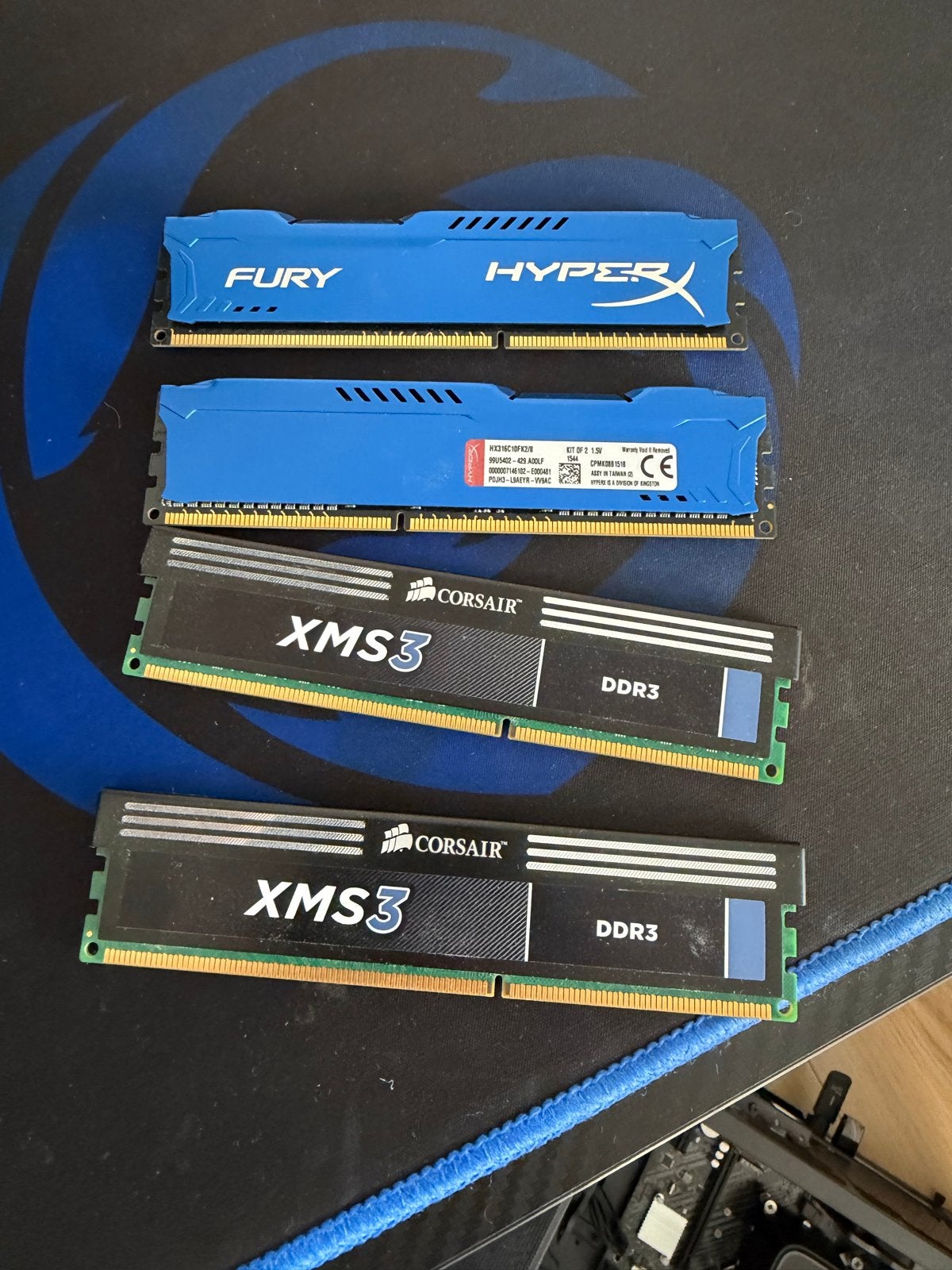 HyperX Fury en Corsair XMS3 DDR3 RAM Geheugen, Computers en Software, RAM geheugen, Gebruikt, 32 GB, Server, DDR3