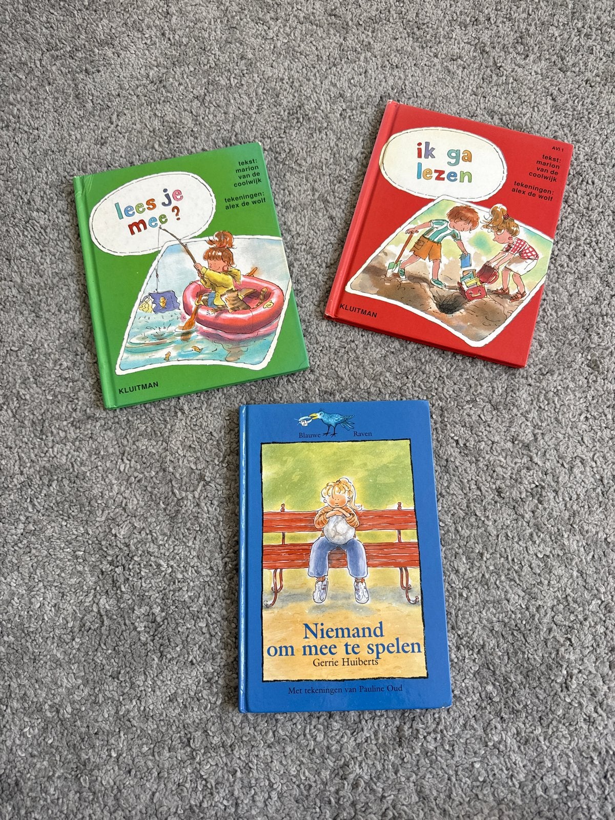3 kinderboeken: Lees je mee?, Ik ga lezen, Niemand om mee te, Boeken, Ophalen of Verzenden, Gelezen, Fictie algemeen