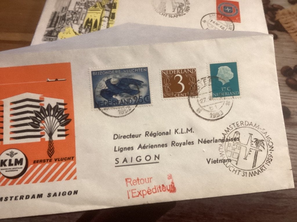 No4106 KLM Amsterdam Saigon 27-3-1959 Nederland jaargangen, Ophalen of Verzenden, Onbeschreven, Nederland