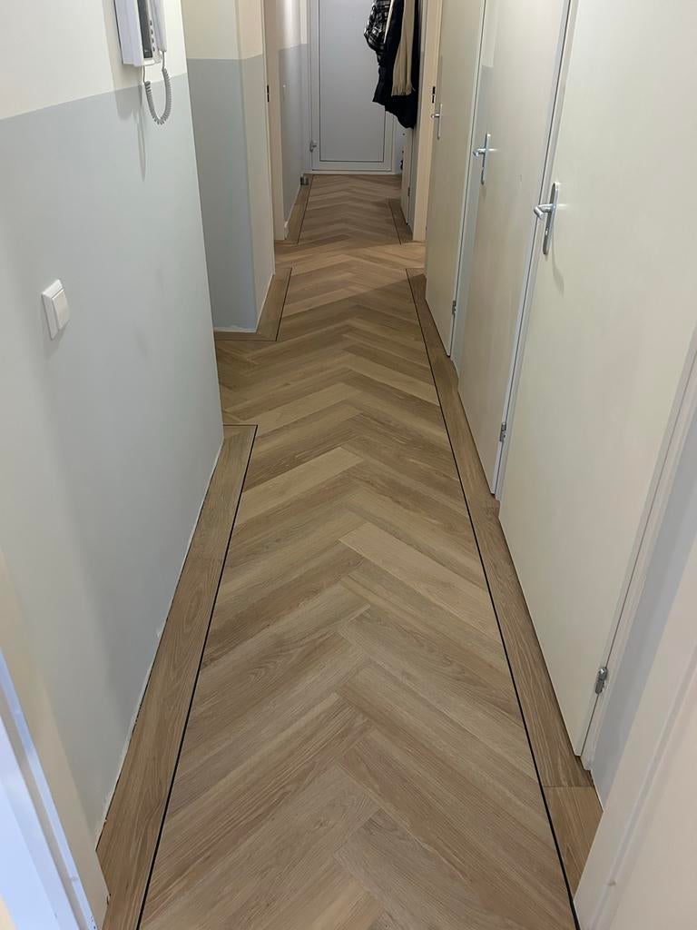 Visgraat PVC vloer (20m2) met bies en lijm, Kunststof, 50 tot 150 cm, Overige typen, Nieuw