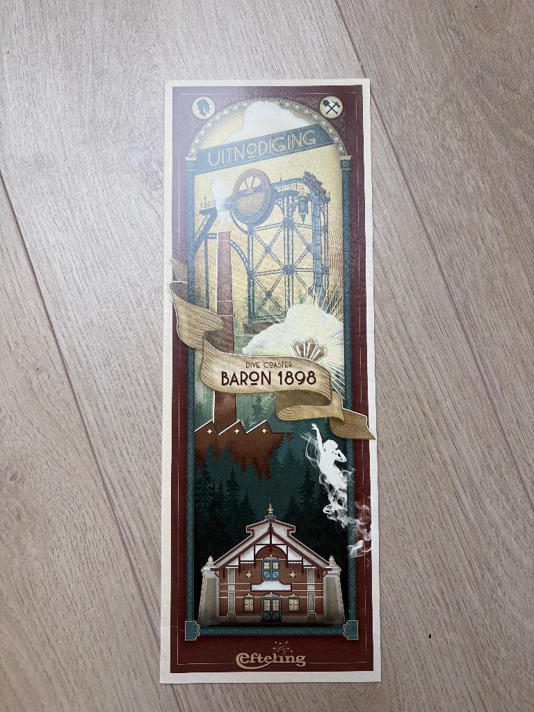 Efteling - Uitnodiging opening Baron 1898, Verzamelen, Efteling, Ophalen of Verzenden, Overige typen