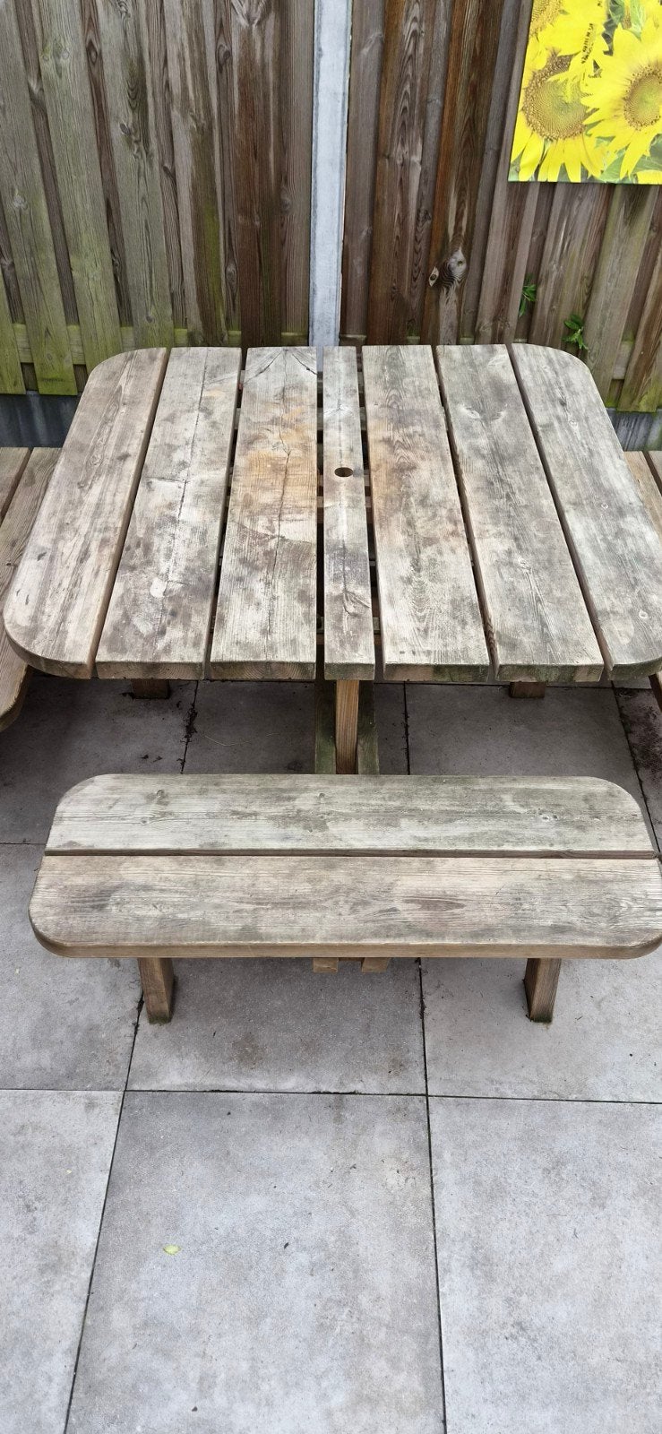 Vierkante picknicktafel, Tuin en Terras, Ophalen, Gebruikt, Vierkant, Hout