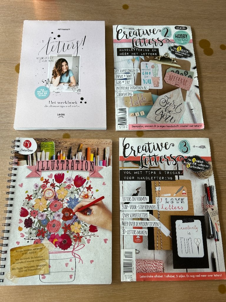 Boekenpakket: Handlettering, Letters en Illustratie, Diverse auteurs, Ophalen of Verzenden, Zo goed als nieuw, Tekenen en Schilderen