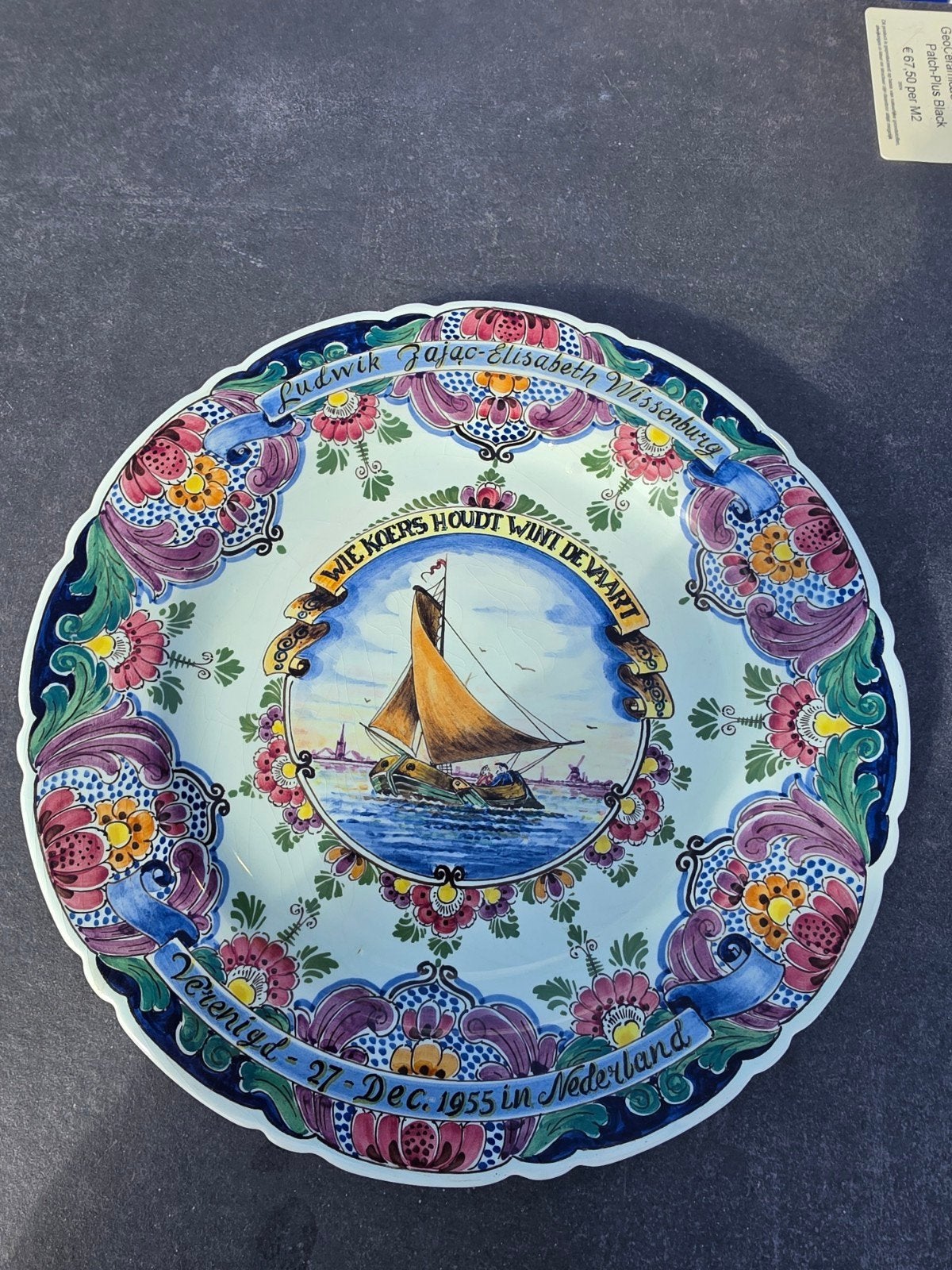 Delfts Polychroom Wandbord - Krakus - 28 cm, Antiek en Kunst, Ophalen of Verzenden
