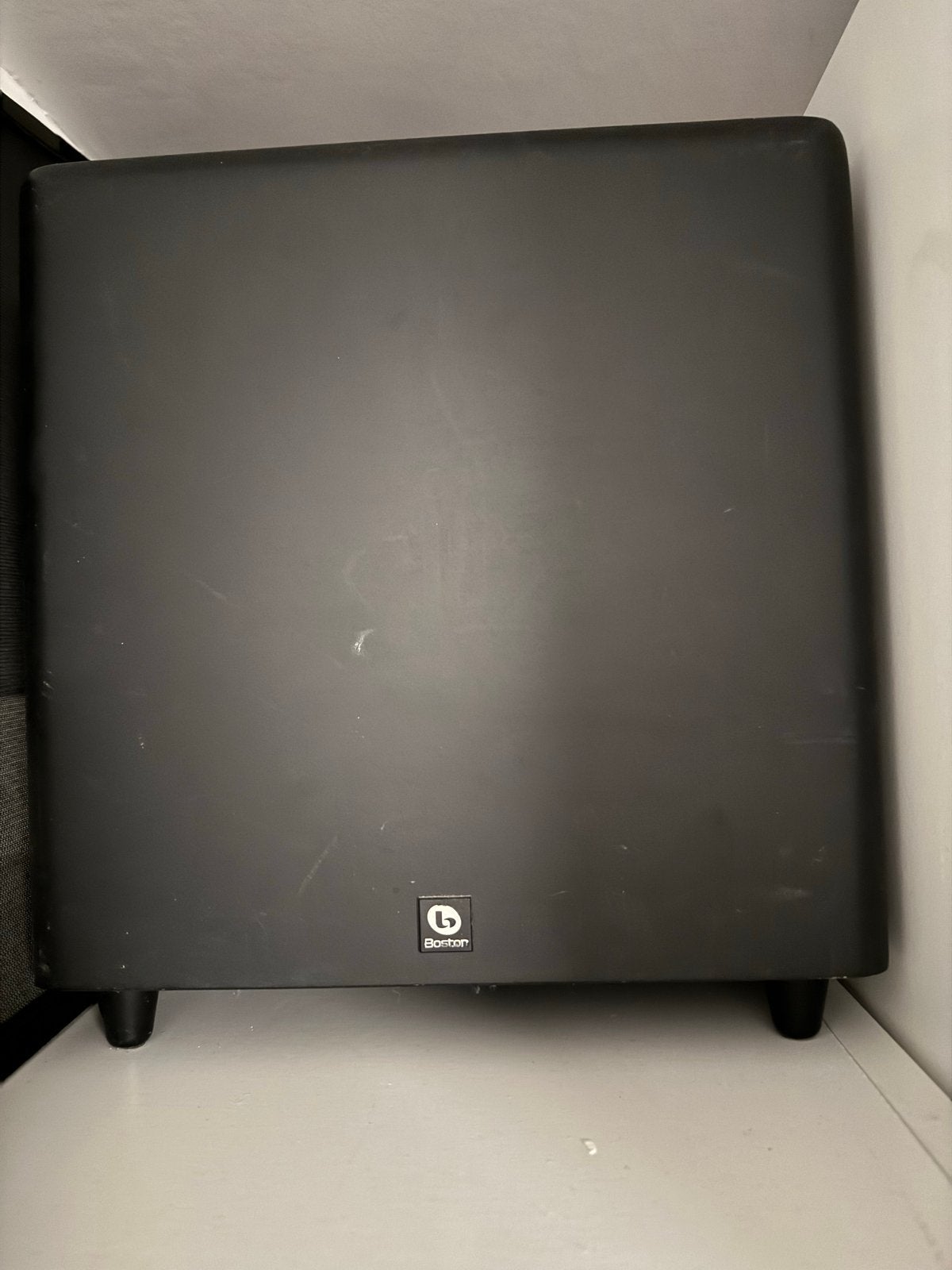 Boston Acoustics SoundWare XS Subwoofer Zwart, Audio, Tv en Foto, Luidsprekers, Subwoofer, Zo goed als nieuw, Geschikt voor surround/home cinema