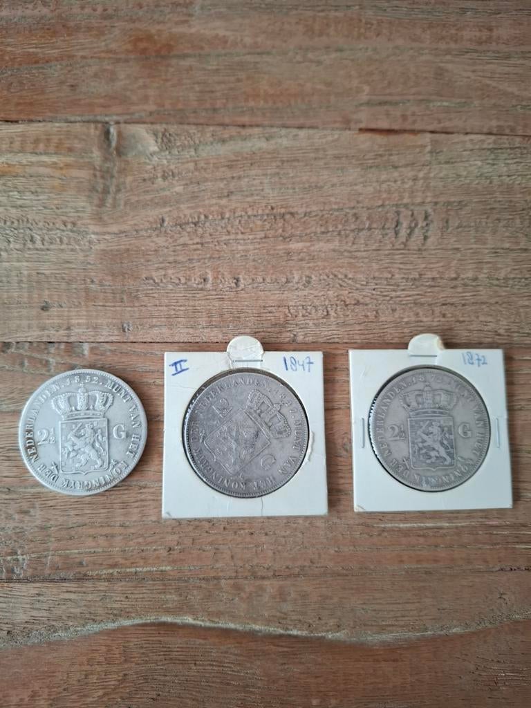 Zilveren rijksdaalders jaartal 1847, 1852 en 1872, Ophalen of Verzenden, Koning Willem III, 2½ gulden