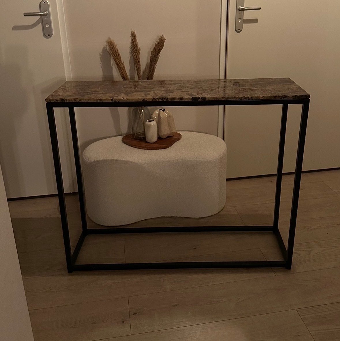 Sidetable / wandtafel met marmeren blad, Ophalen, Gebruikt, 50 tot 100 cm, Metaal