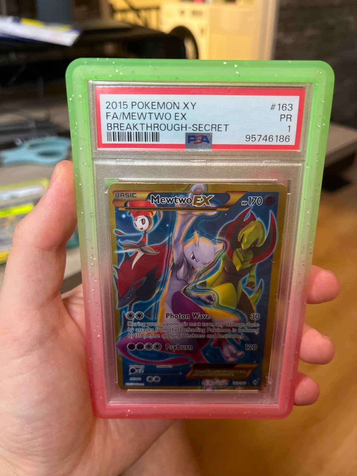 Mewtwo EX Pokémon Kaart PSA 1 163 BREAKTHROUGH-SECRET, Ophalen of Verzenden, Gebruikt, Losse kaart