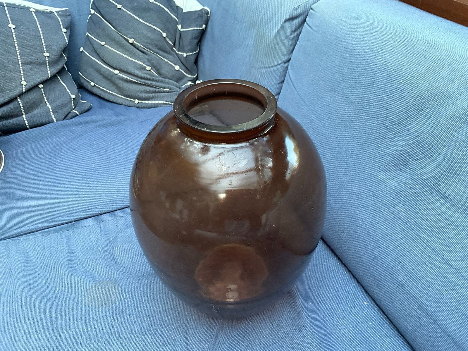 Grote bruine glazen vaas/pot, Antiek en Kunst, Ophalen of Verzenden