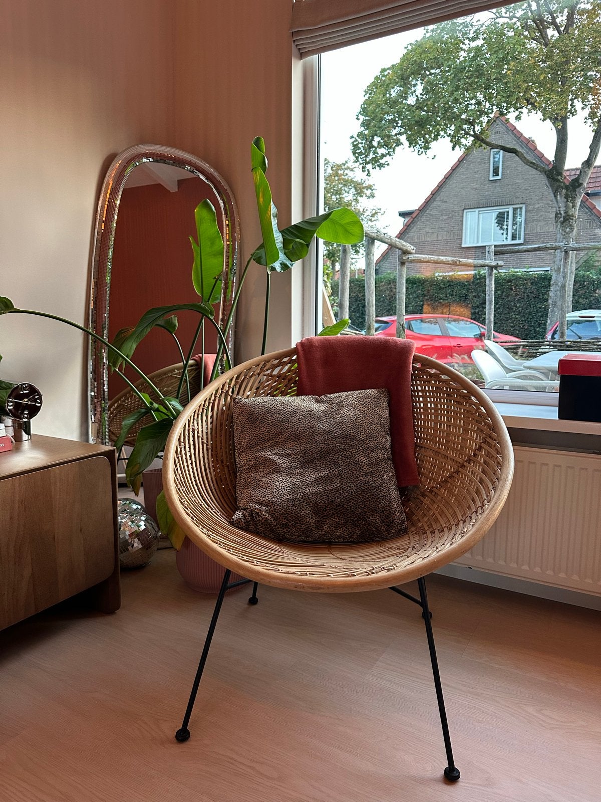 HKliving Rattan Ball fauteuil / rotan stoel – naturel, Ophalen, Gebruikt, Minder dan 75 cm, 50 tot 75 cm