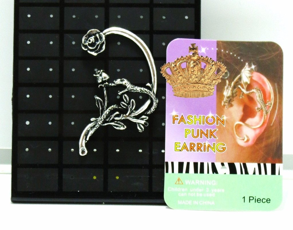 OUD Zilver kleurige EAR CUFF met bloem en libelle   6x4 cm, Marktplaats@koningsieraden.nl, Overige materialen, Verzenden, Nieuw