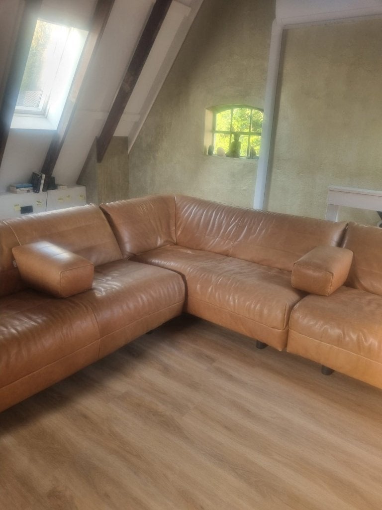 LABEL Cocoon Gérard van den Berg – rundlederen designbank, Huis en Inrichting, Ophalen, Gebruikt, Design, Hoekbank