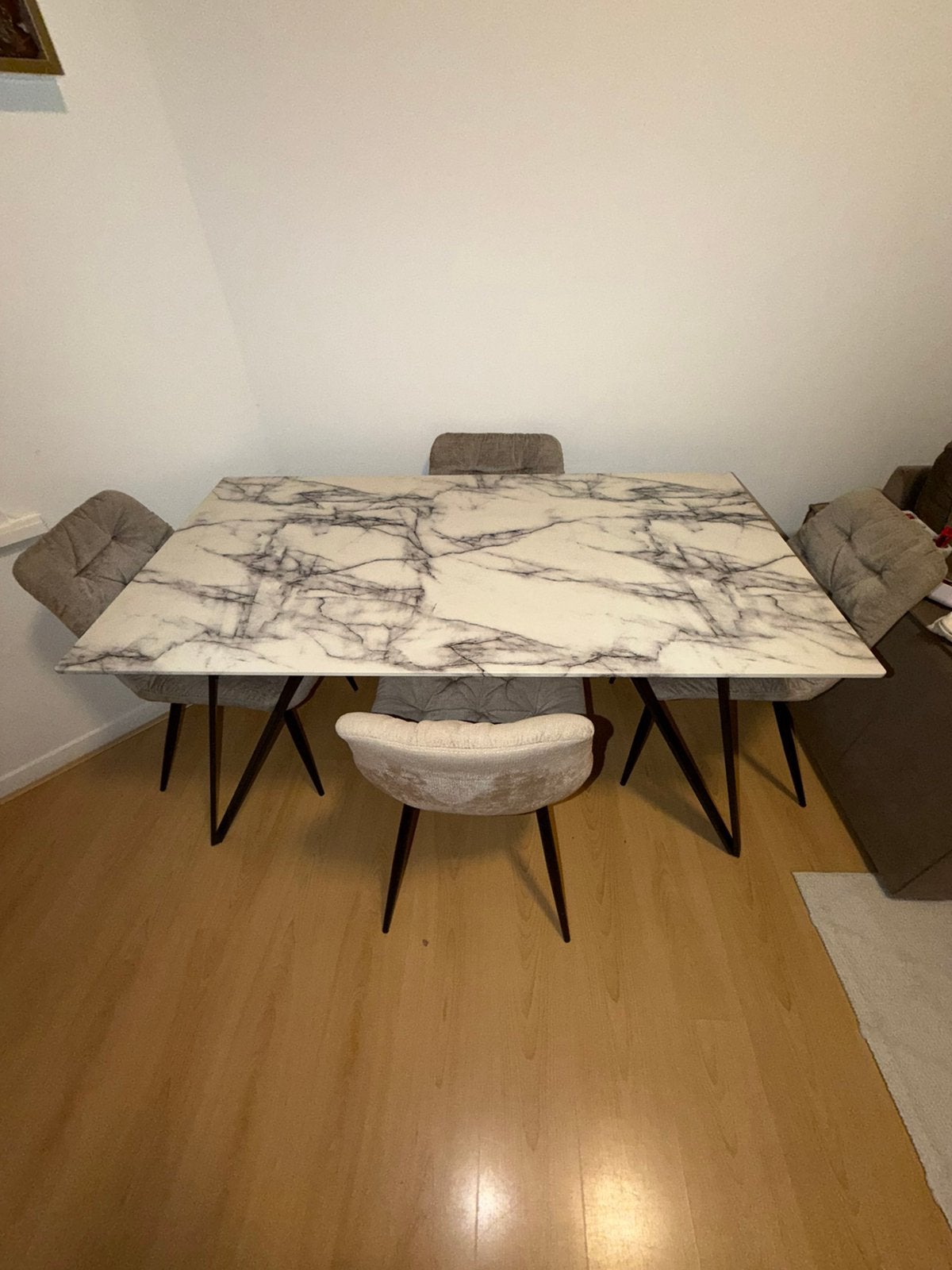 Eettafel met 4 stoelen, Ophalen of Verzenden, Zo goed als nieuw, 200 cm of meer, Vier personen