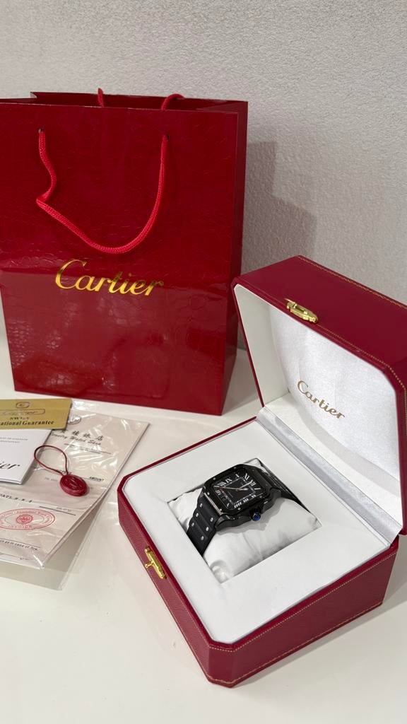 Cartier Santos de Cartier Black 40MM Horloge, Ophalen of Verzenden, Nieuw