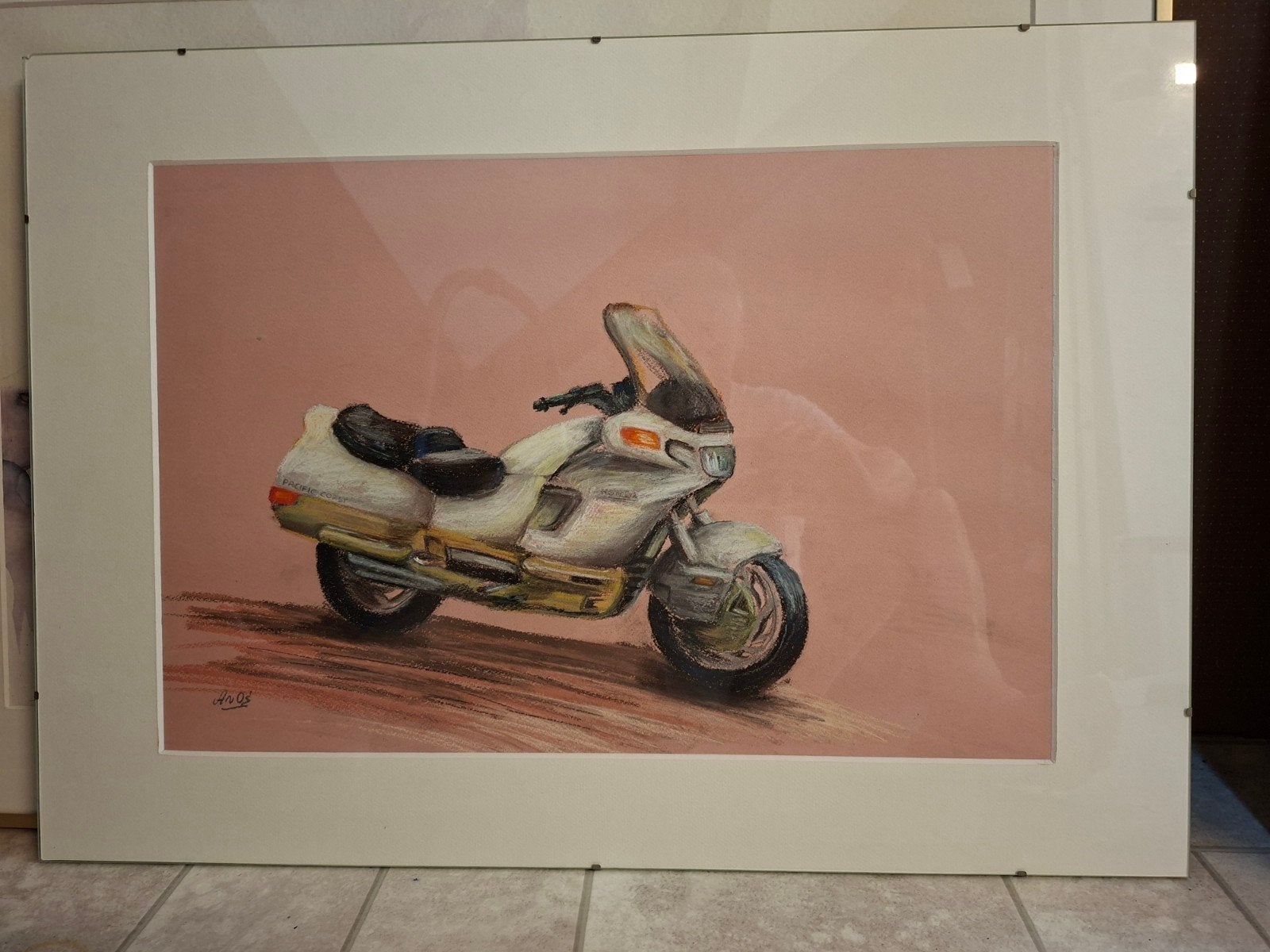 Honda Pacific Coast 800 Pastel op Papier, Antiek en Kunst, Ophalen, Realistisch, Handgeschilderd, Overige onderwerpen