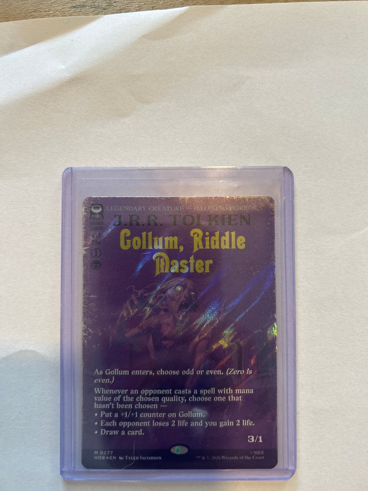 Magic: The Gathering Gollum, riddle master SurgeFoil!, Ophalen of Verzenden, Zo goed als nieuw, Losse kaart, Foil
