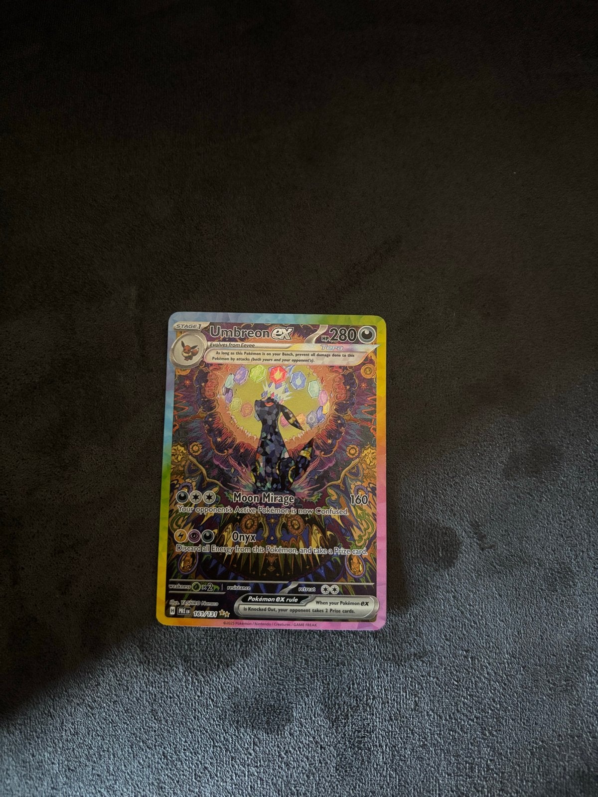 Umbreon 161/131 Prismatic Pokemon Kaart - Zeldzaam, Ophalen of Verzenden, Zo goed als nieuw, Losse kaart, Foil